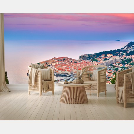 Wall mural Dubrovnik old town at sunset • Wallissimo®