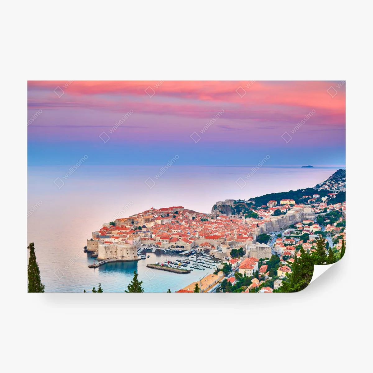 Wall mural Dubrovnik old town at sunset • Wallissimo® Wall mural Dubrovnik old town at sunset • Wallissimo®