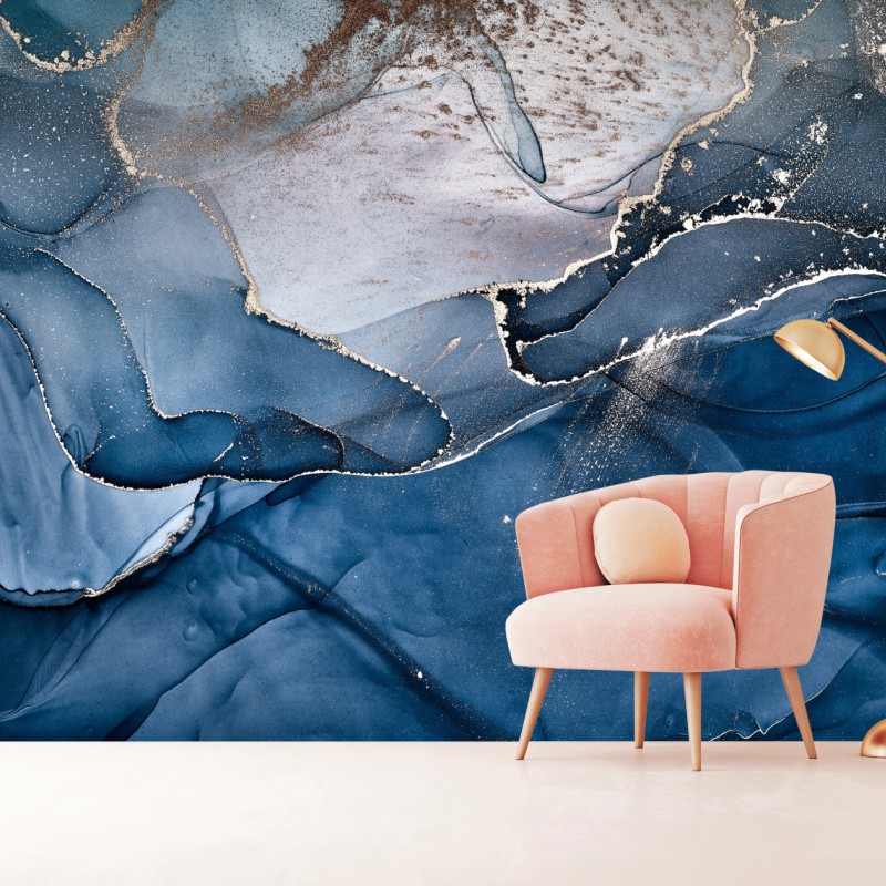 Wall mural deep blue marble abstract