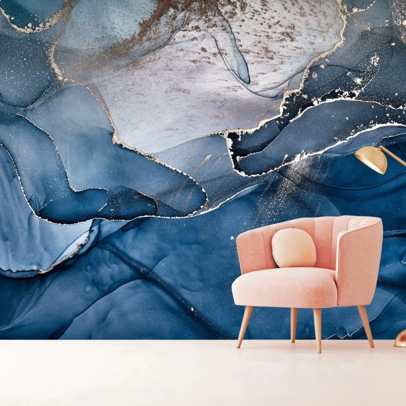 Wall mural deep blue marble abstract