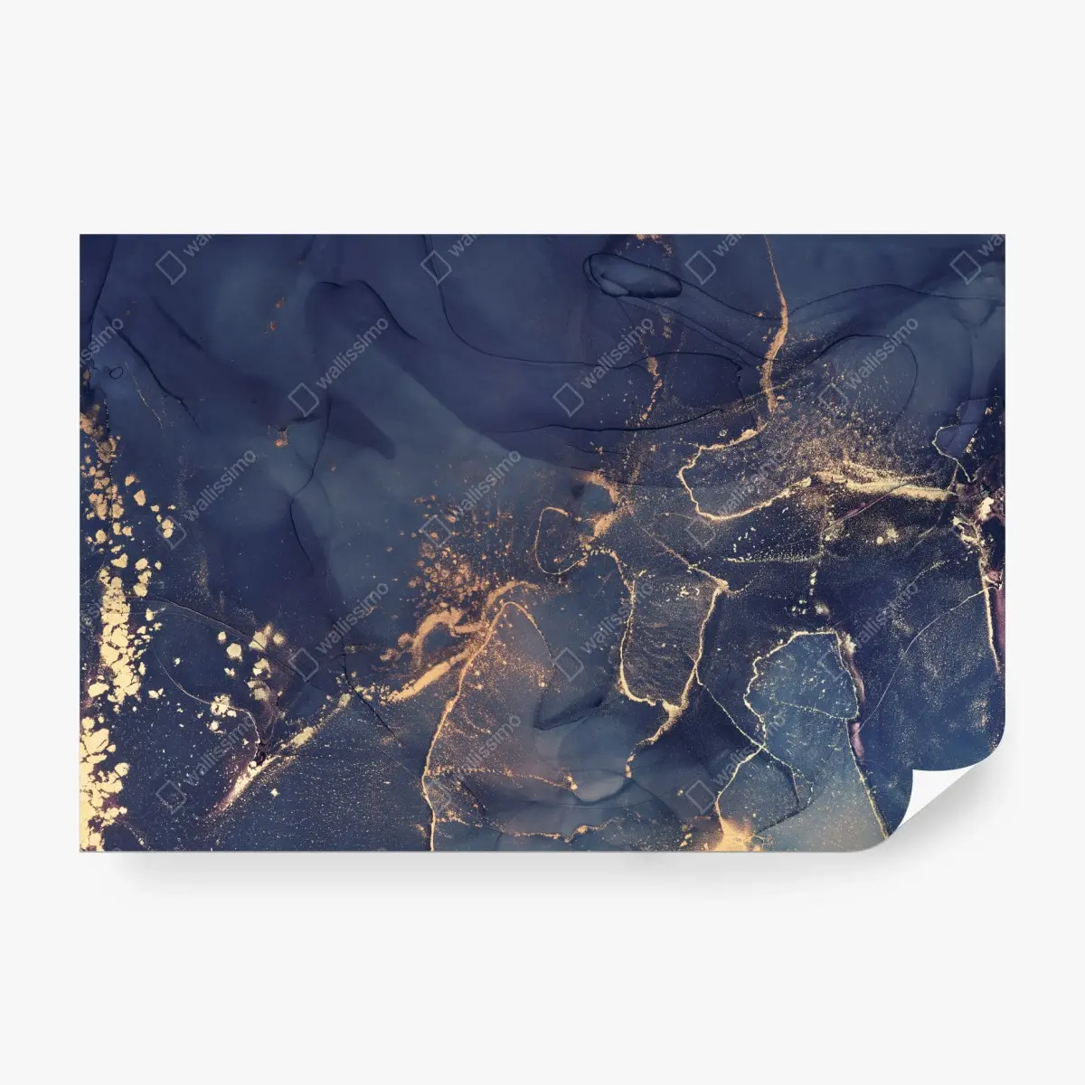 Wall mural navy marble abstract with gold veins • Wallissimo®