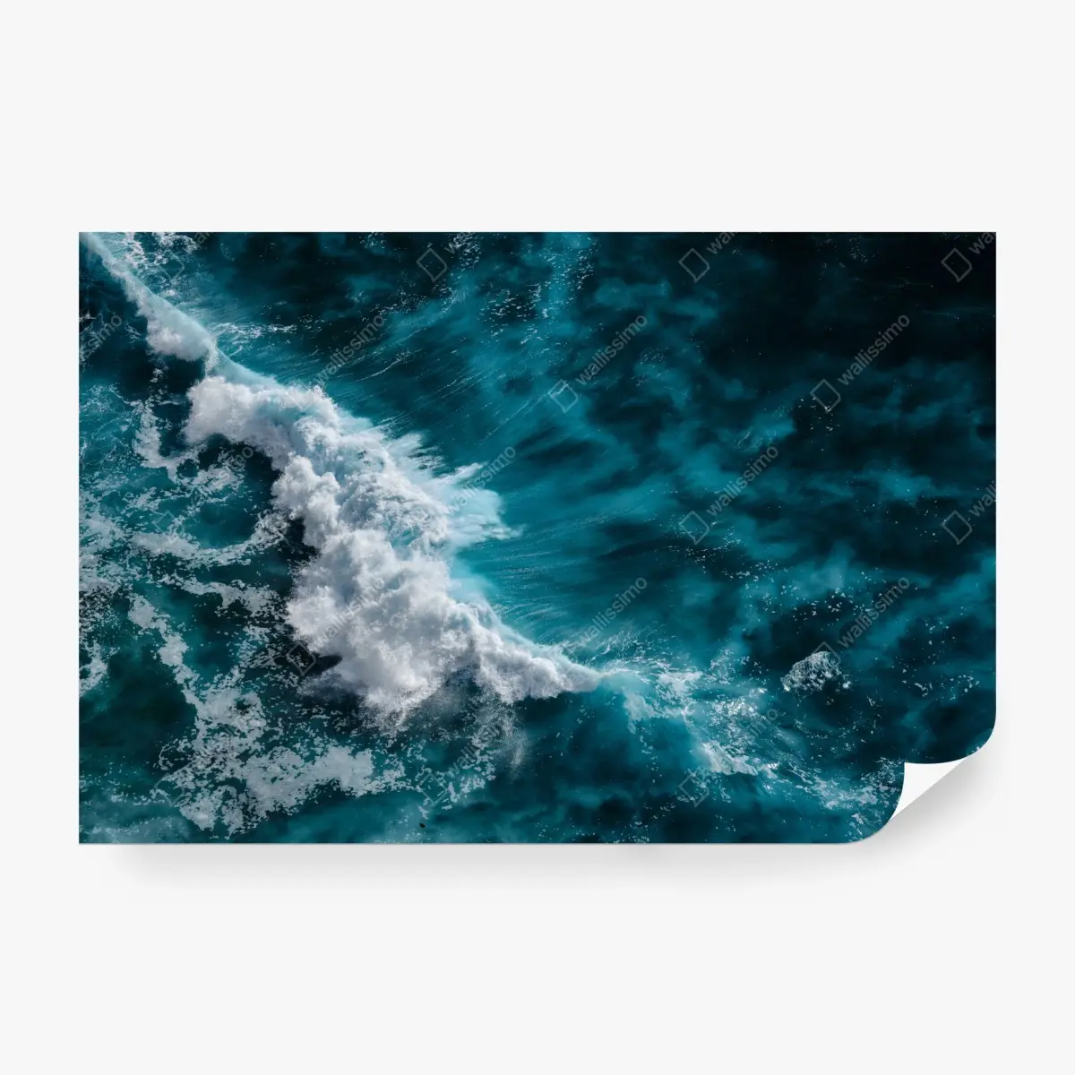 Wall mural aerial turquoise ocean waves in Bali • Wallissimo®
