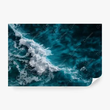 Wall mural aerial turquoise ocean waves in Bali • Wallissimo®