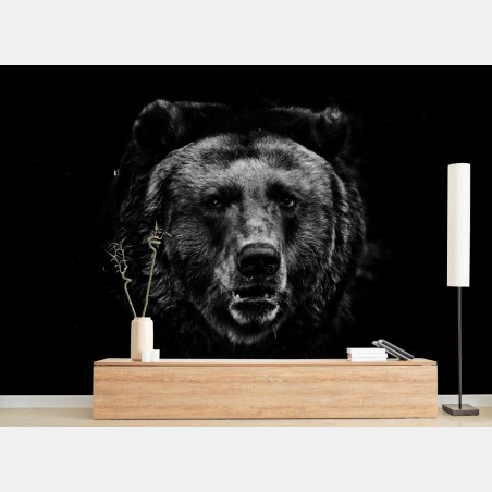 Wall mural moody grizzly bear portrait • Wallissimo®
