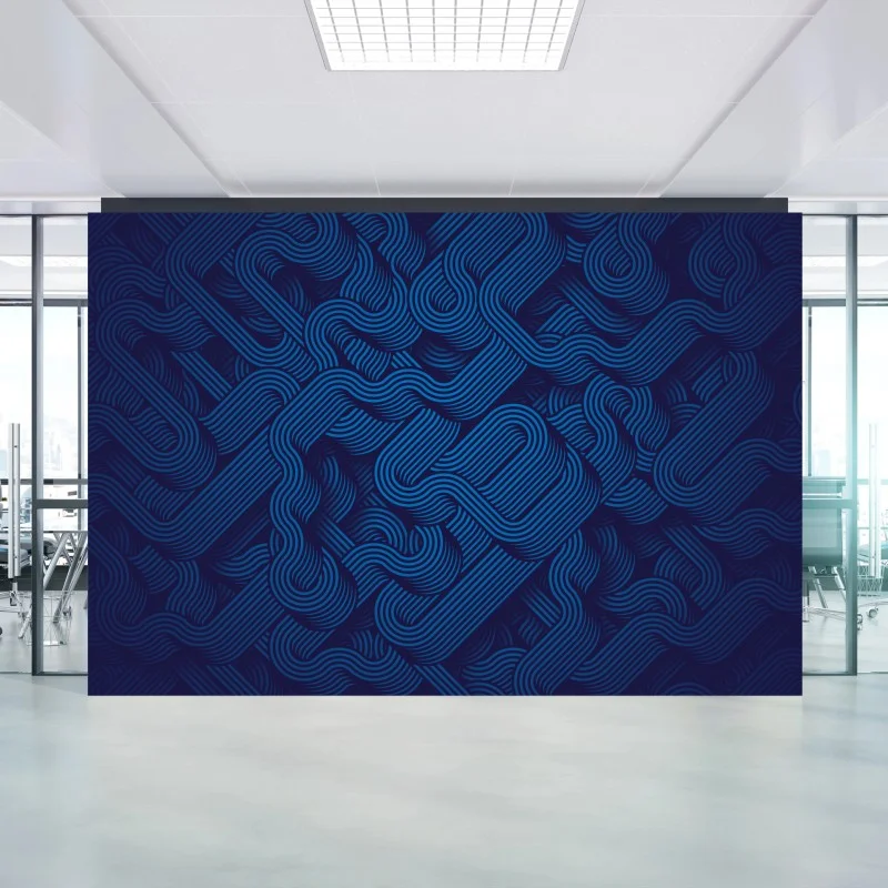 Wall mural deep blue abstract line pattern