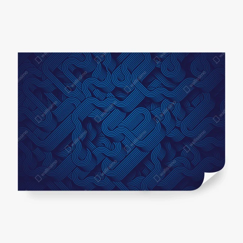 Wall mural deep blue abstract line pattern