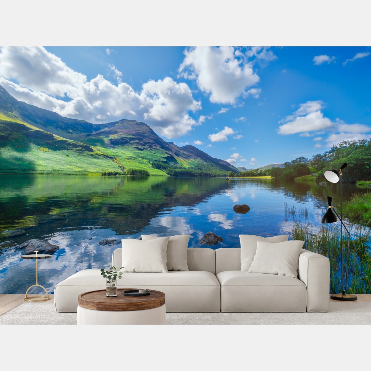 Wall mural tranquil mountain reflections at Lake District • Wallissimo®