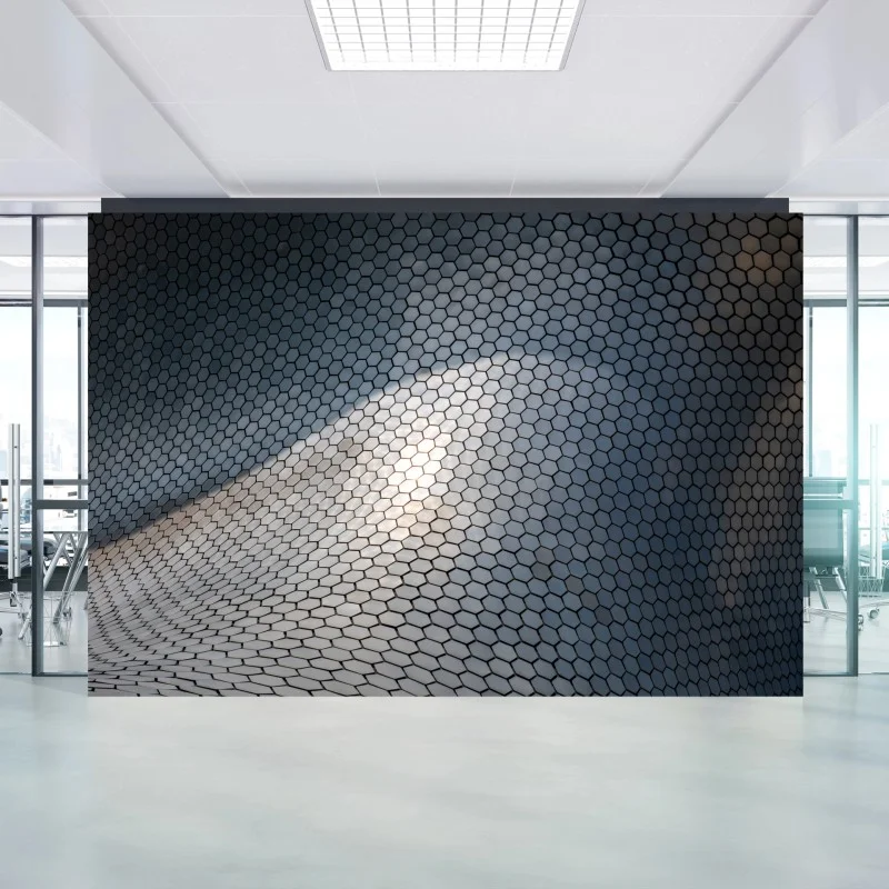 Wall mural metallic hexagon geometric facade