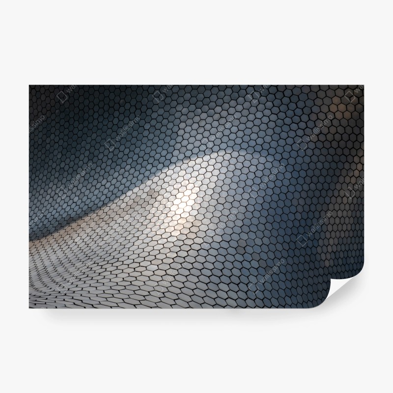 Wall mural metallic hexagon geometric facade