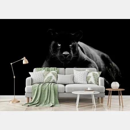 Wall mural majestic black panther portrait • Wallissimo®
