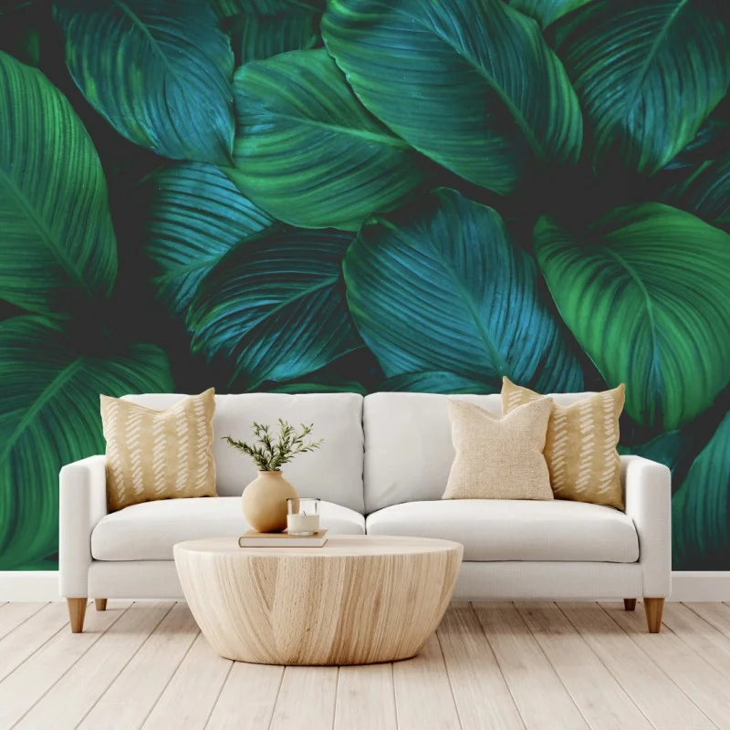Wall mural lush tropical leaves art