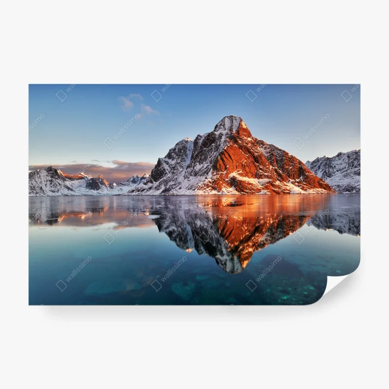 Wall mural Lofoten sunrise mountain reflection