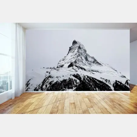 Wall mural solitary snow-covered mountain peak • Wallissimo®
