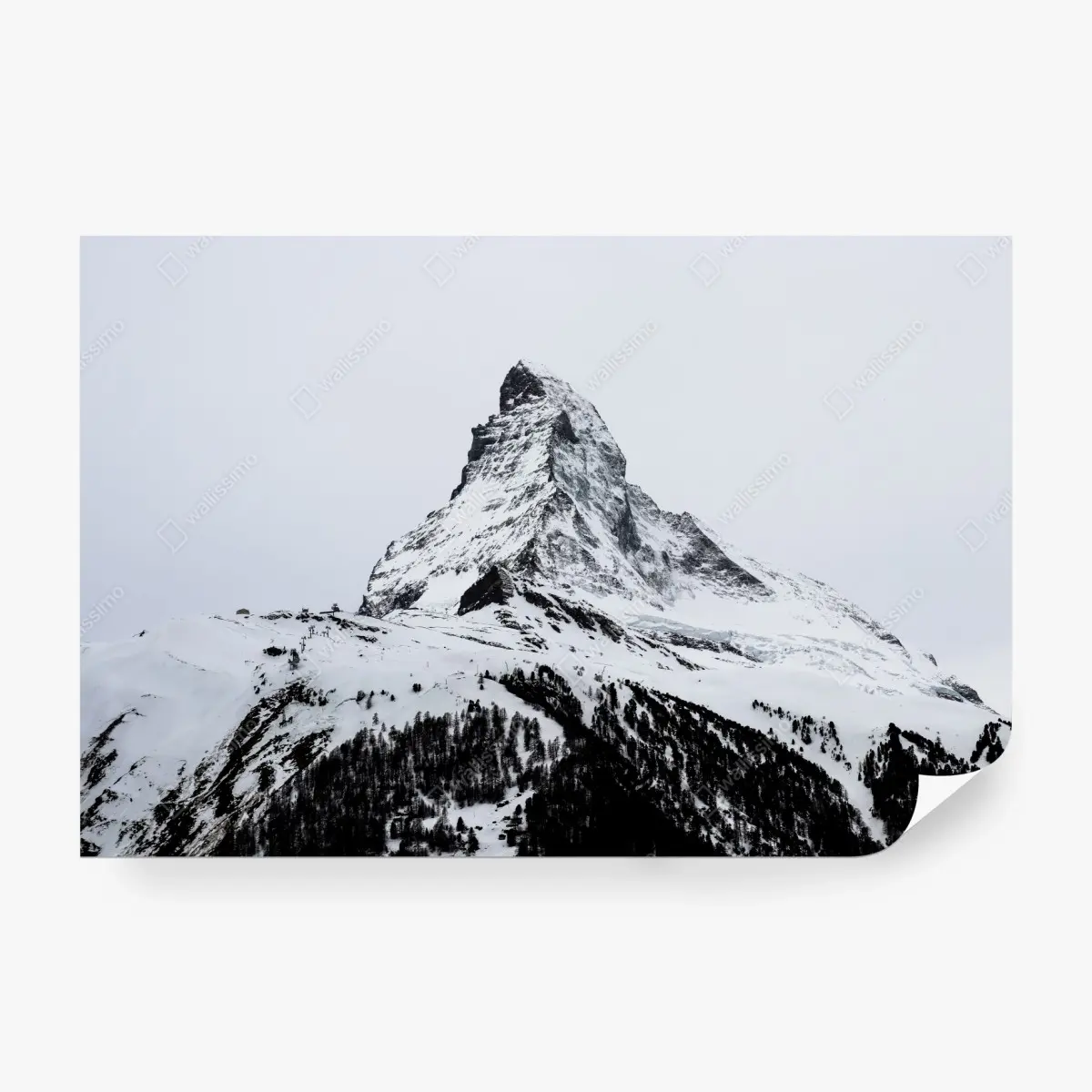 Wall mural solitary snow-covered mountain peak • Wallissimo®