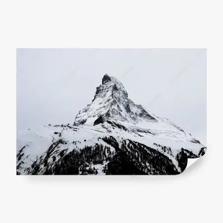 Wall mural solitary snow-covered mountain peak • Wallissimo®