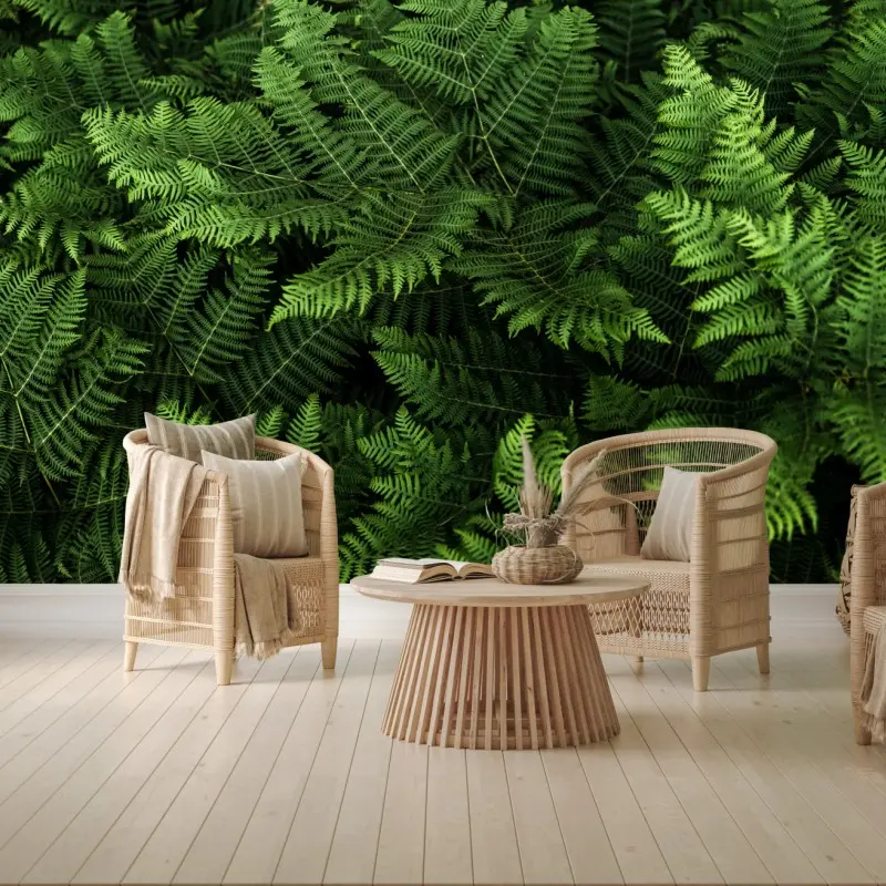 Wall mural lush green fern foliage