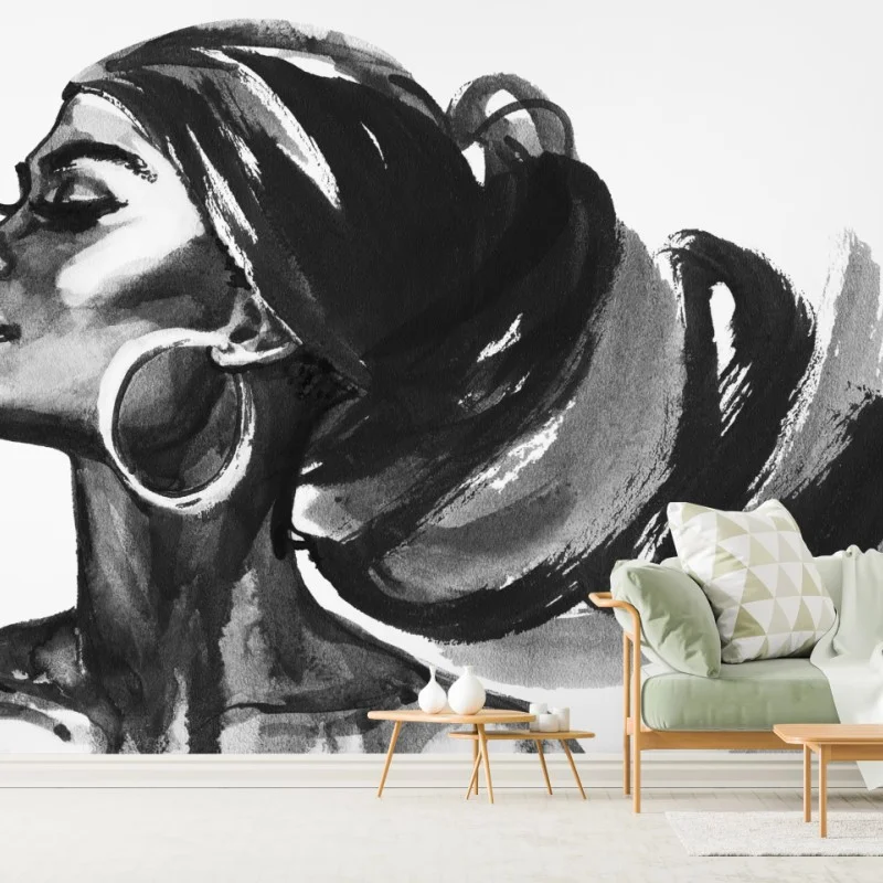Wall mural elegant watercolor portrait of a woman