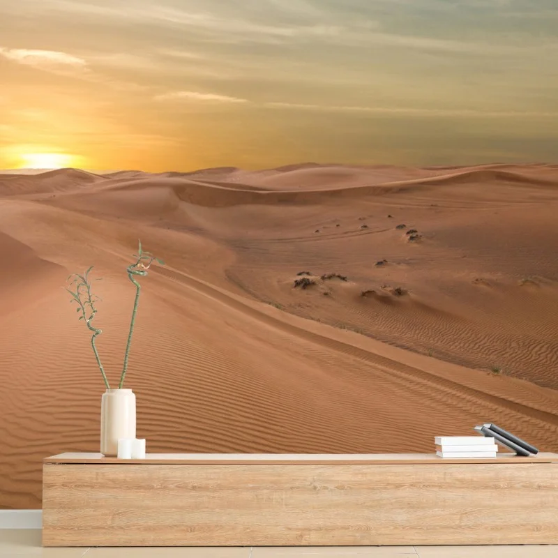 Wall mural sunset over UAE desert dunes
