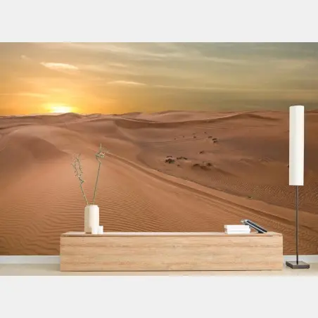 Wall mural sunset over UAE desert dunes • Wallissimo®