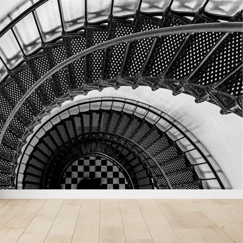 Wall mural spiral staircase geometric composition