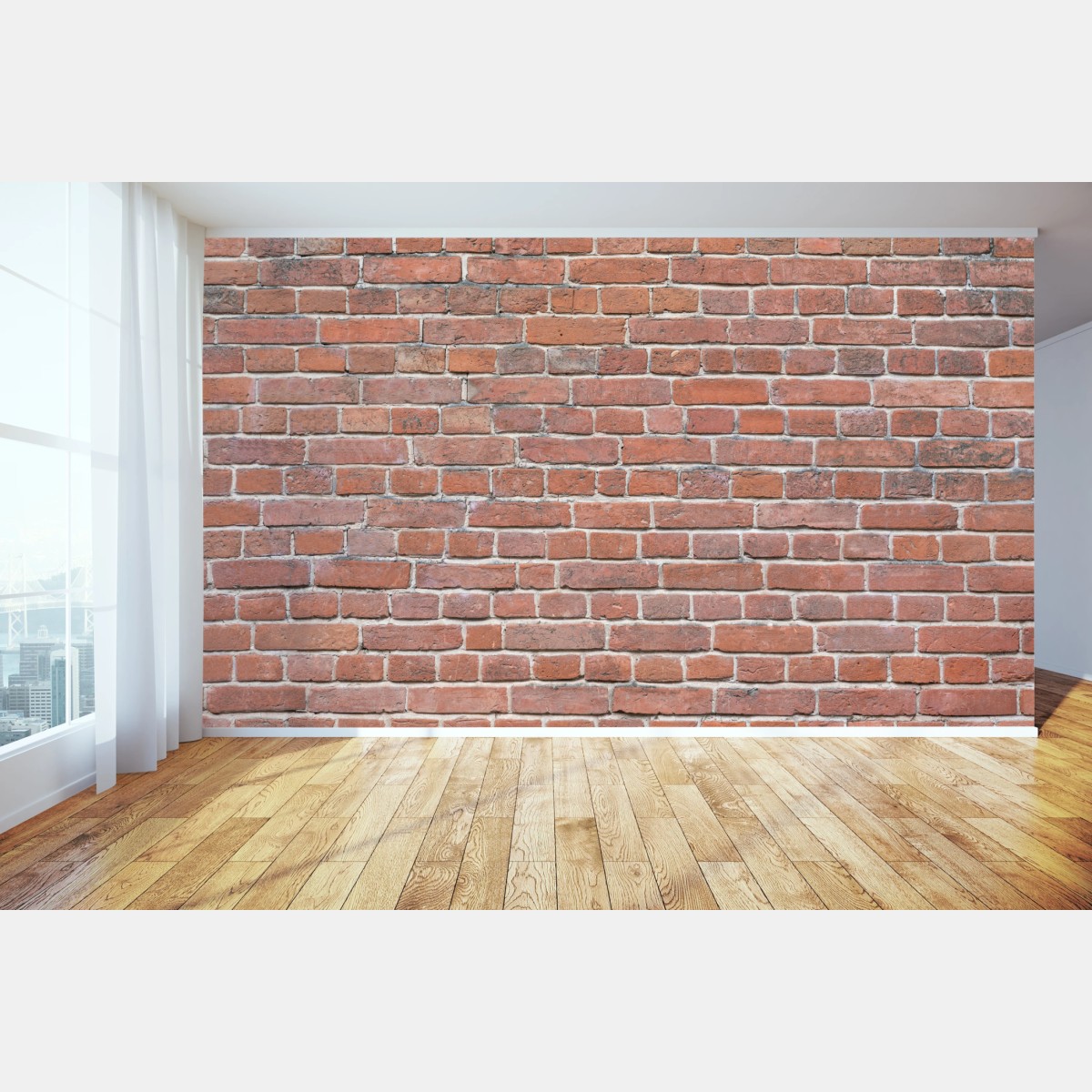 Wall mural exposed red brick wall texture • Wallissimo®