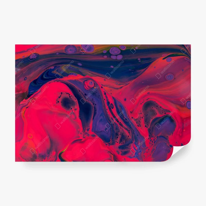 Wall mural vibrant pink abstract fluid art