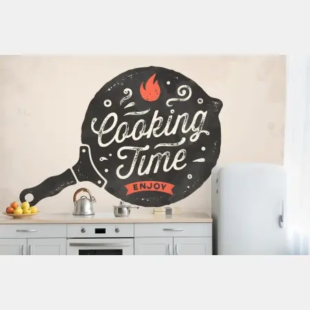 Wall mural cooking time retro kitchen art • Wallissimo®