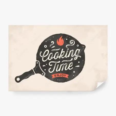 Wall mural cooking time retro kitchen art • Wallissimo®