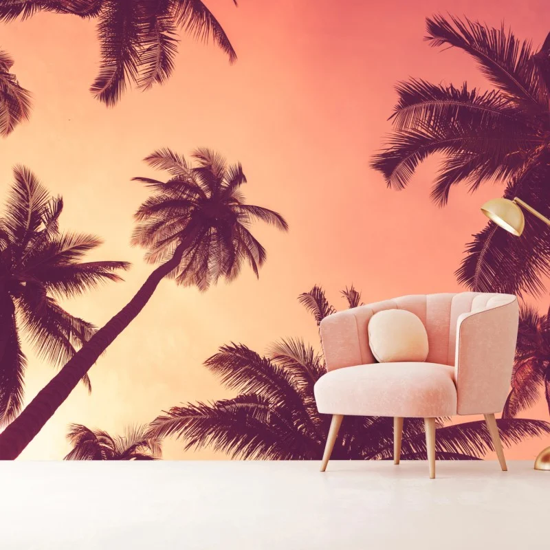 Wall mural tropical palms at sunset