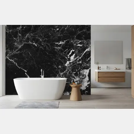 Wall mural black marble texture with white veins • Wallissimo®