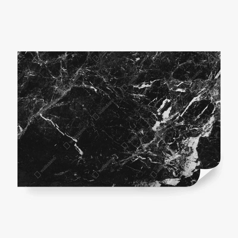 Wall mural black marble texture with white veins