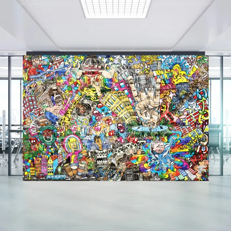 Wall mural colorful urban music mural collage