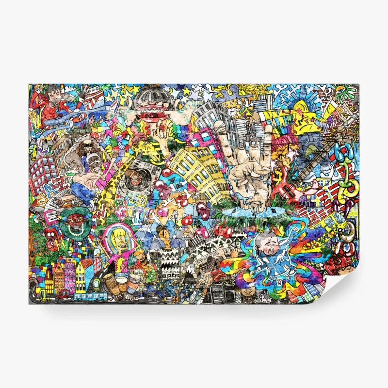 Wall mural colorful urban music mural collage