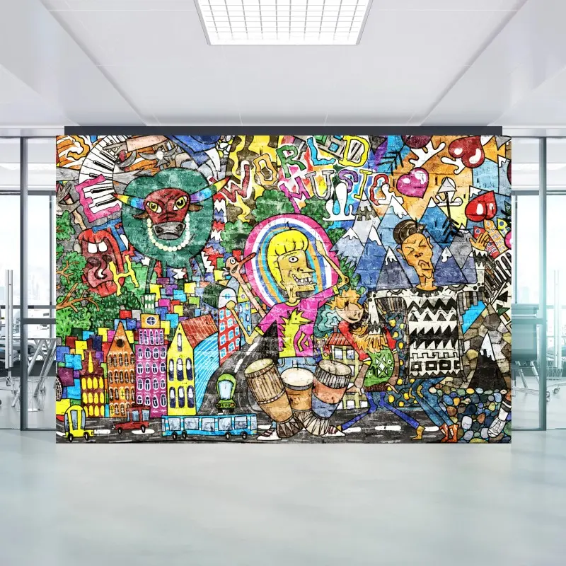Wall mural colorful urban graffiti mural
