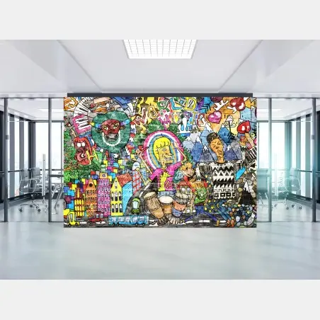 Wall mural colorful urban graffiti mural • Wallissimo®