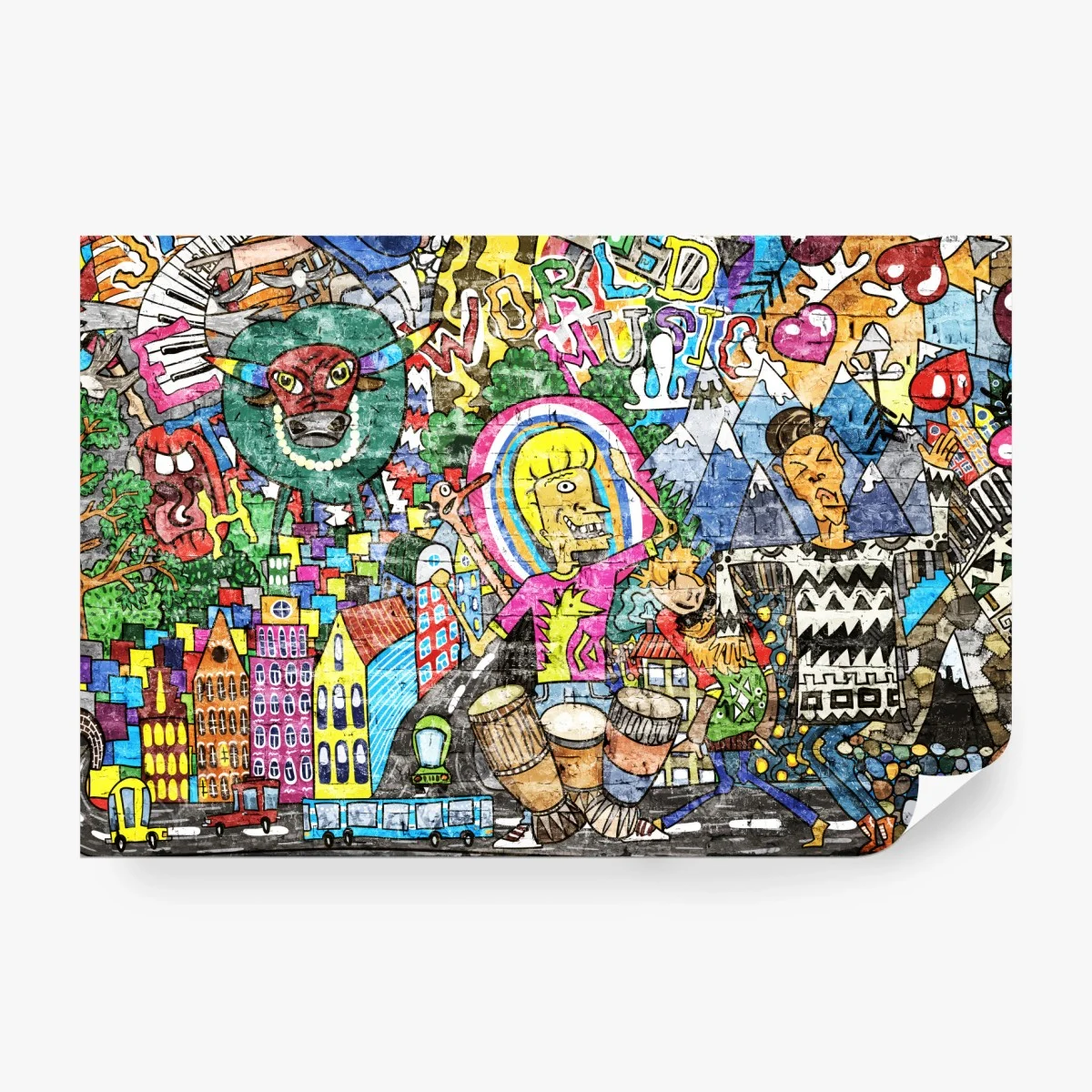 Wall mural colorful urban graffiti mural • Wallissimo® Wall mural colorful urban graffiti mural • Wallissimo®