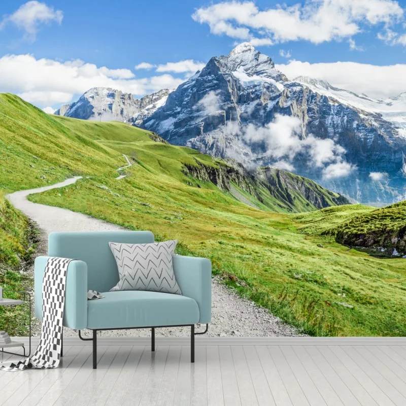 Wall mural alpine mountain trail panorama