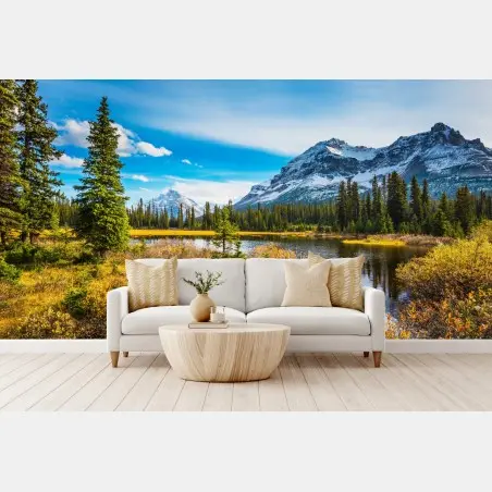 Wall mural Rocky Mountains lakeside reflection • Wallissimo®