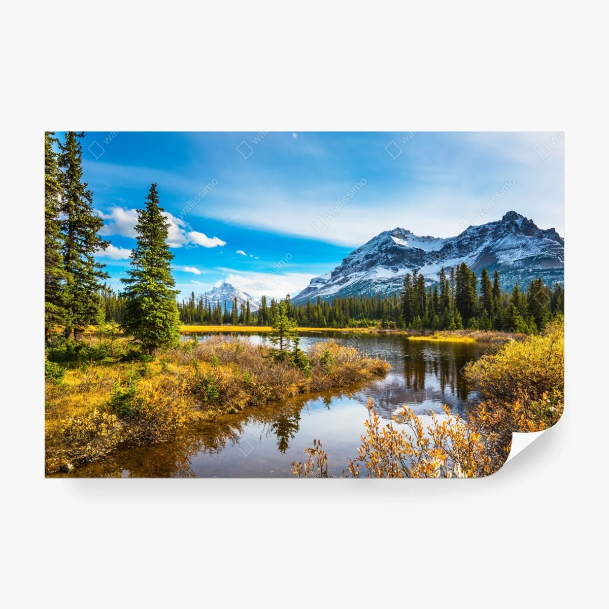 Wall mural Rocky Mountains lakeside reflection • Wallissimo®