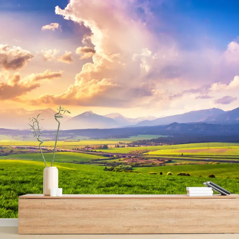 Wall mural spring mountain valley panorama, Tatras Slovakia