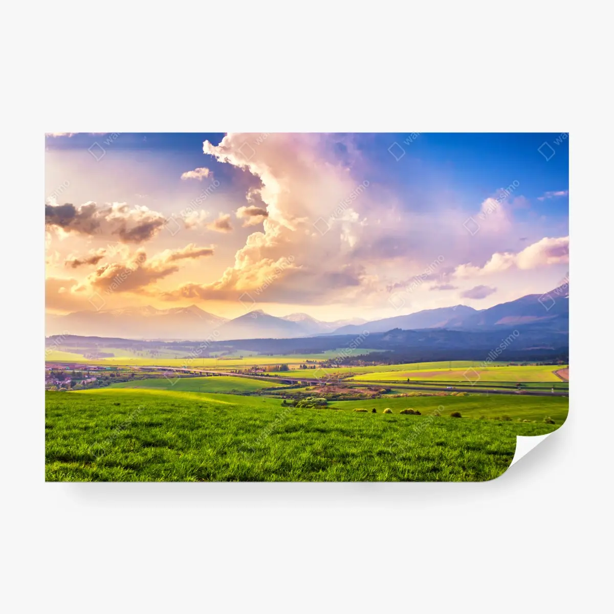 Wall mural spring mountain valley panorama, Tatras Slovakia • Wallissimo®