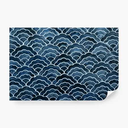 Wall mural japanese blue wave pattern • Wallissimo®