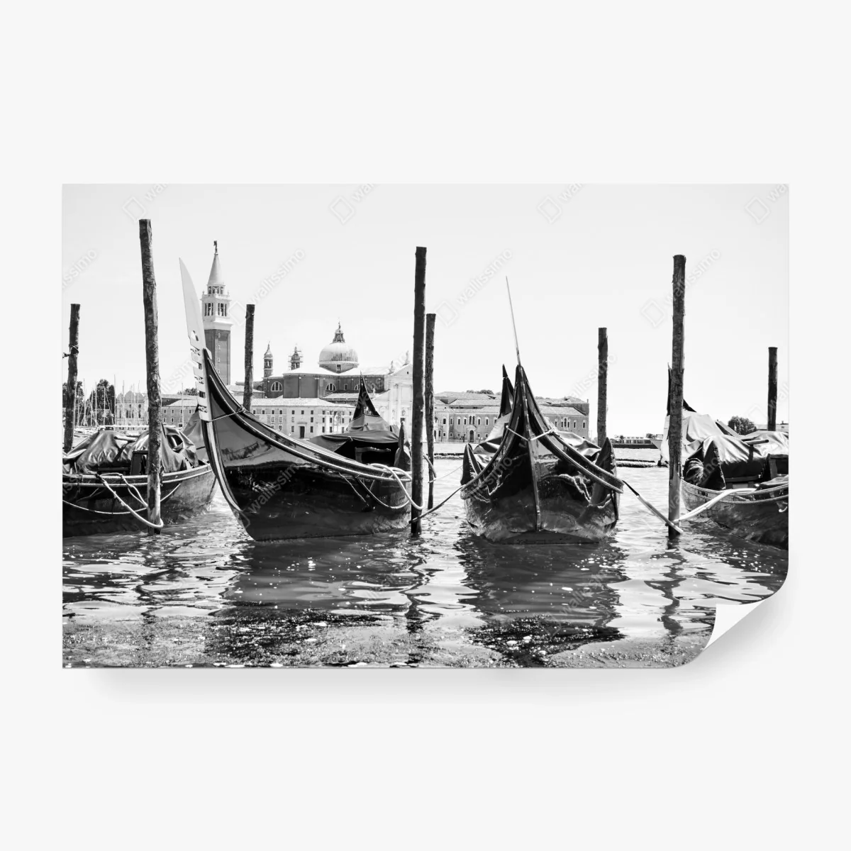 Wall mural moored gondolas in Venice ⁕ Wallissimo®