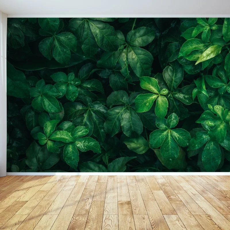 Wall mural lush tropical green foliage