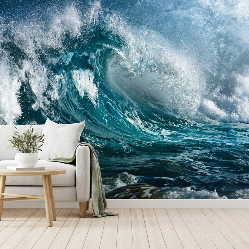 Wall mural turquoise ocean wave in motion