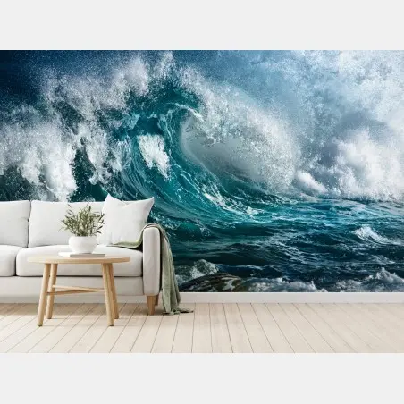 Wall mural turquoise ocean wave in motion • Wallissimo®