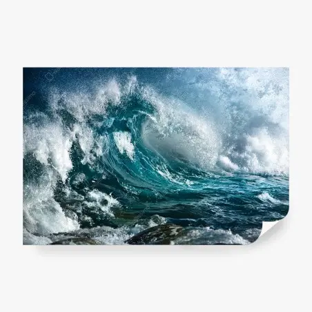 Wall mural turquoise ocean wave in motion • Wallissimo®