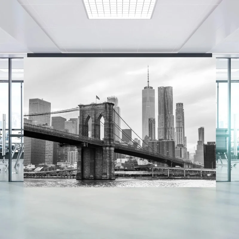 Wall mural Brooklyn Bridge and New York skyline in grayscale