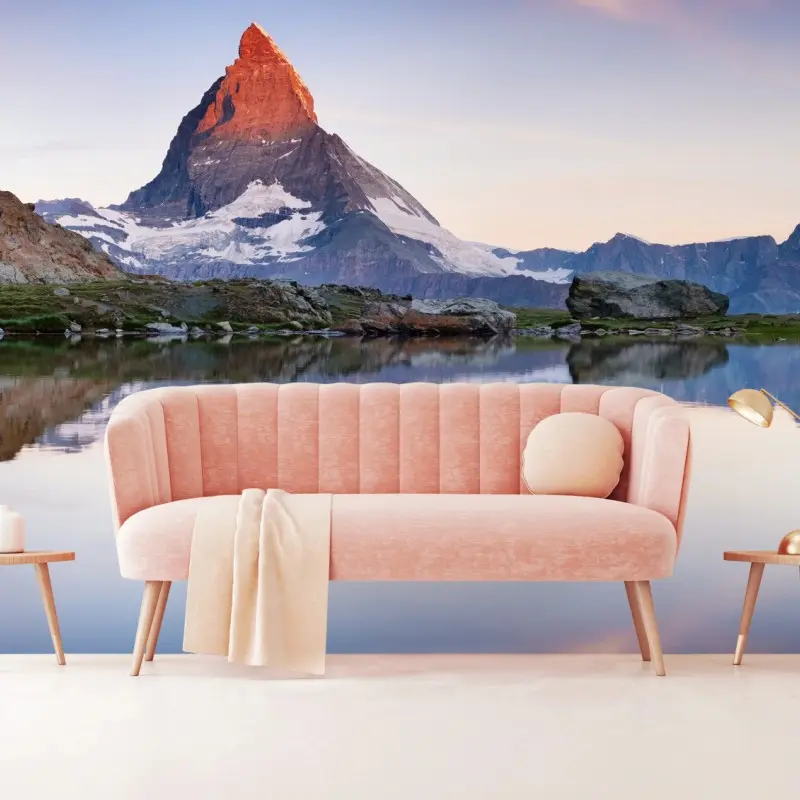 Wall mural Matterhorn sunrise reflection over alpine lake