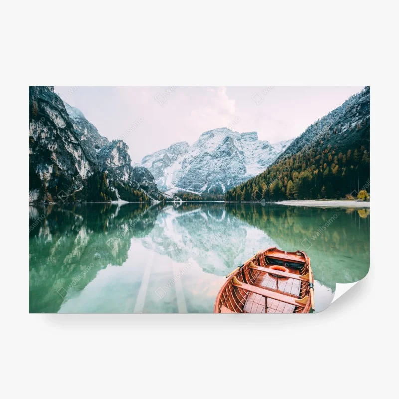 Wall mural tranquil reflections at Pragser Wildsee